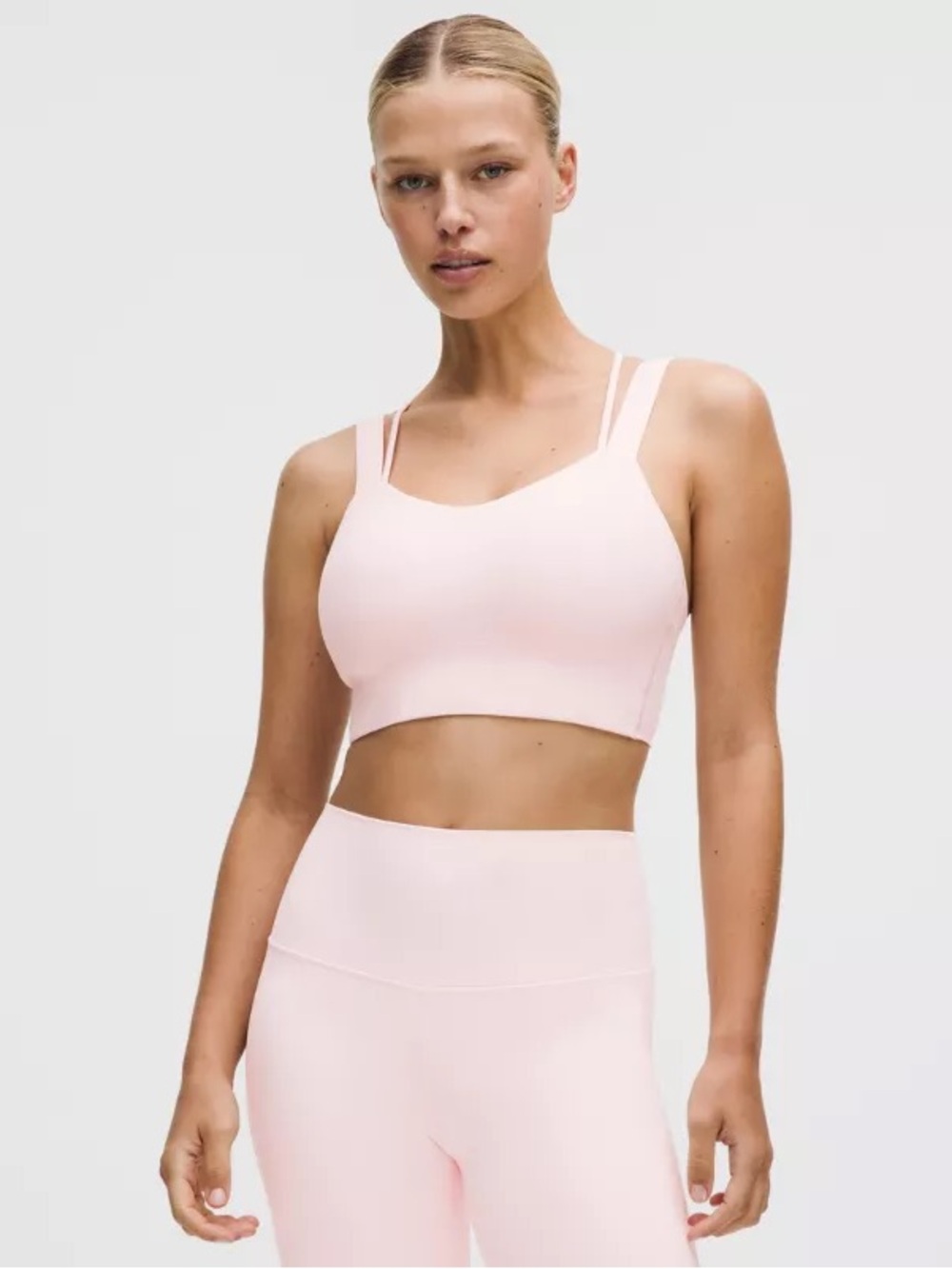 lululemon athletica Pale Pink Double-Strap Longline Sports Bra